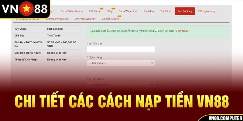 cách nạp tiền vn88